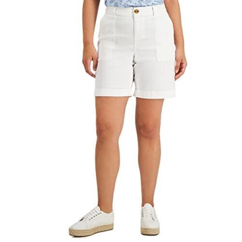 Style Women's Rolled Cuff Bermuda Shorts White